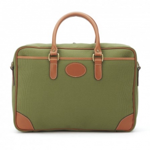 Каталог Men's TRAVEL BRIEF IN OLIVE CANVAS WITH TAN LEATHER TRIM 